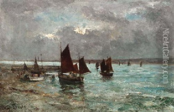 Fischerboote Ber Der Ausfahrt Oil Painting - George A. Boyle