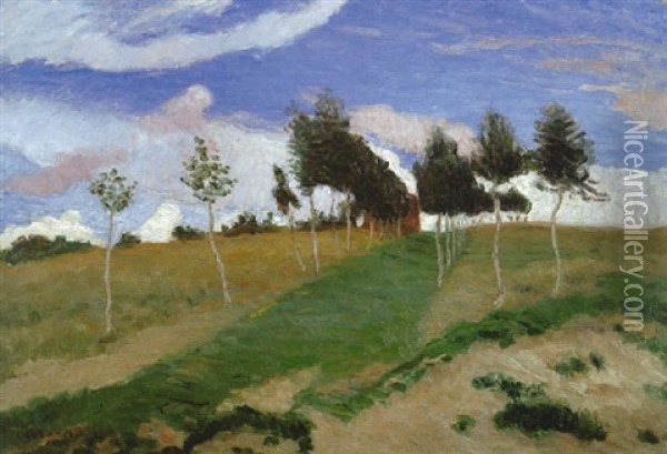 Landschaft Mit Birkenweg Oil Painting - Otto Modersohn