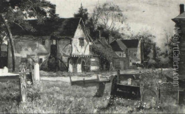 The Church Yard Oil Painting - Sir David Murray