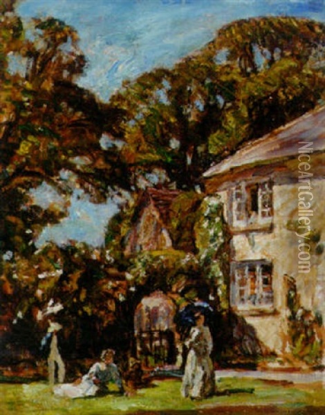 In The Garden, Whitchurch Oil Painting - Fred Mayor