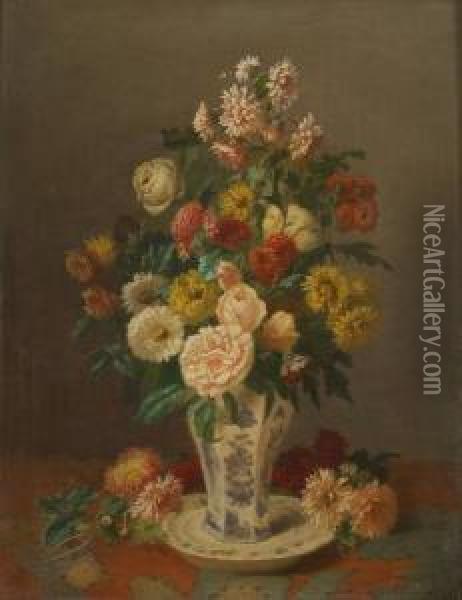 Vase Fleuri Oil Painting - Henri Robbe