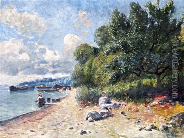 Balatonpart Oil Painting - Ignac Ujvary