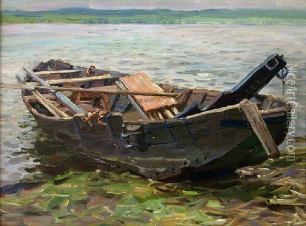 Boot Am Wasser Oil Painting - Alexander Max Koester