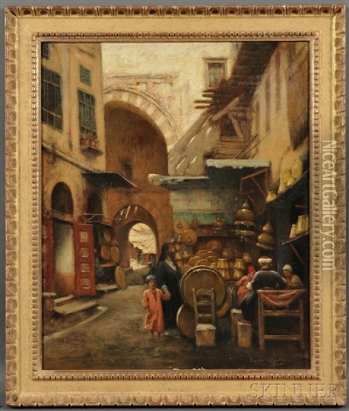 North African Market Oil Painting - Maxime Dastugue