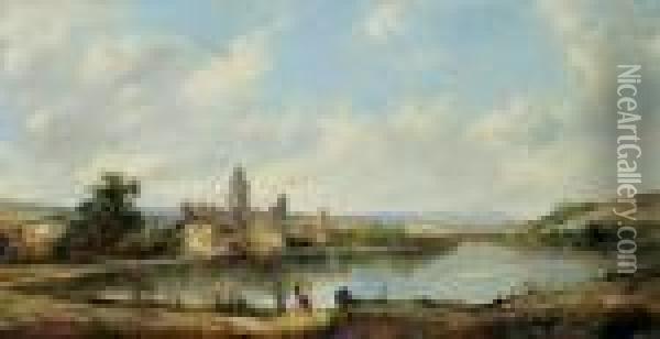 Landschaft Mit Dorf Und Ruine Oil Painting - George Vicat Cole