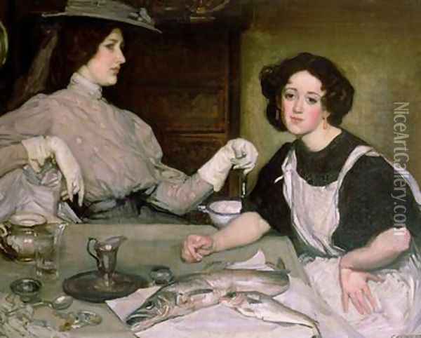 Lottie and the Lady Oil Painting - George W. Lambert