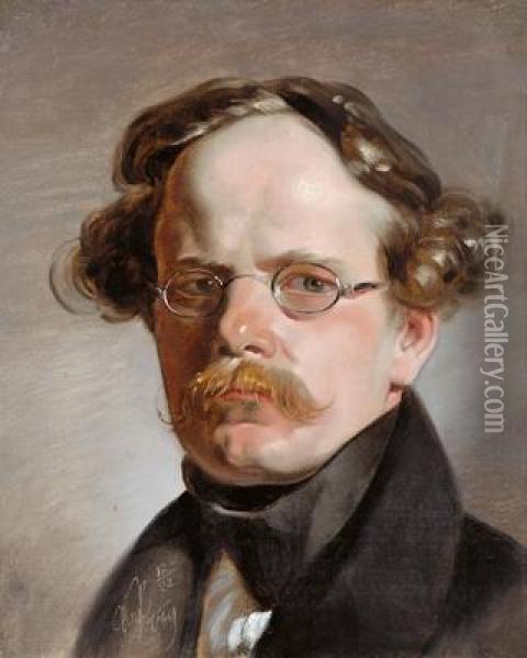 Portrait Des Kupferstechers Franz Xaver Stober Oil Painting - Friedrich Ritter von Amerling