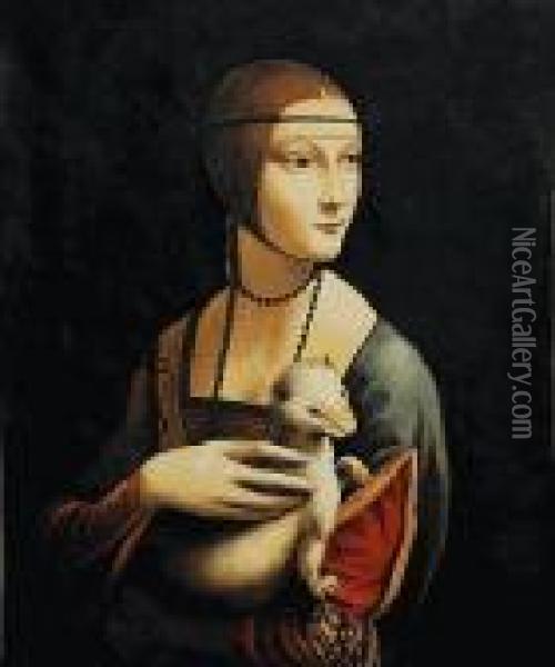 Lady With An Ermine Oil Painting - Leonardo Da Vinci