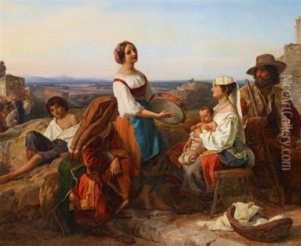Musizierende Hirten In Der Campagna Oil Painting - Friedrich Bouterwek