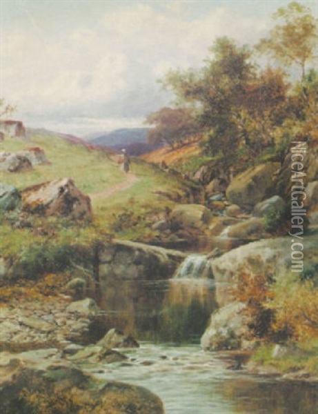 Path By A River Oil Painting - William Henry Mander