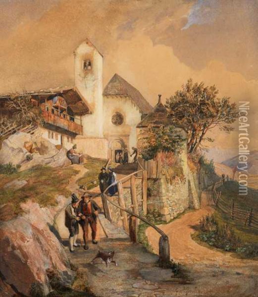 Kirchgang Oil Painting - Johann Jacob Gensler