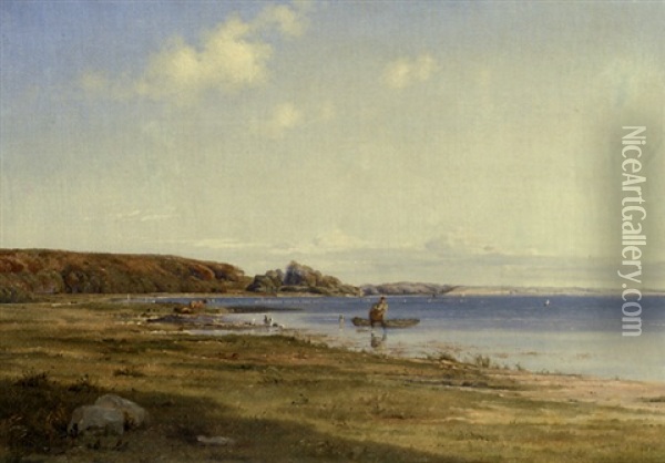 The Coast At Svendborgsund, Denmark Oil Painting - Emil Cordius Heinrich Orth
