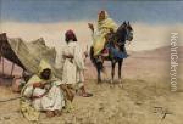 Desert Nomads Oil Painting - Giulio Rosati