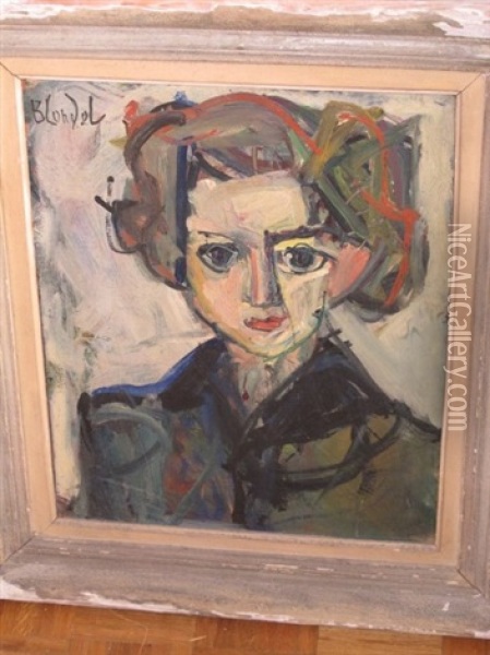 Portrait De Femme Oil Painting - Andre Blondel (Aleksander Blonder)