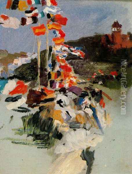 Equestrian Competition in Ondarreta Oil Painting - Joaquin Sorolla Y Bastida