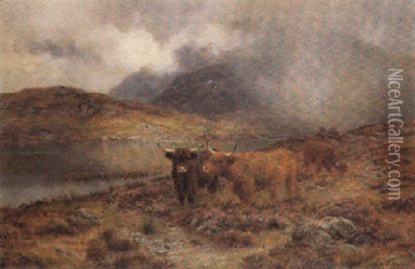 Showers Breaking In The Highlands Oil Painting - Louis Bosworth Hurt