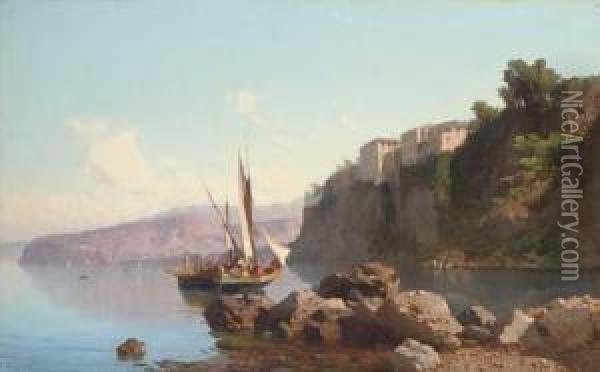 Fishing Vessels Before Sorrento Oil Painting - Alessandro la Volpe