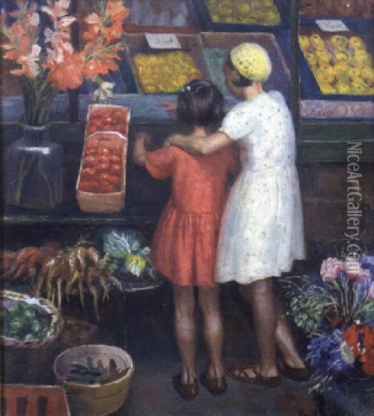 The Shop Window Oil Painting - Harold Harvey