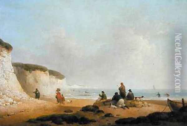 Calm off the Coast of the Isle of Wight 1799-1804 Oil Painting - George Morland