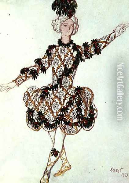 Costume design for the Fairy Cherry's Pageboy, from Sleeping Beauty, 1921 Oil Painting - Leon Samoilovitch Bakst