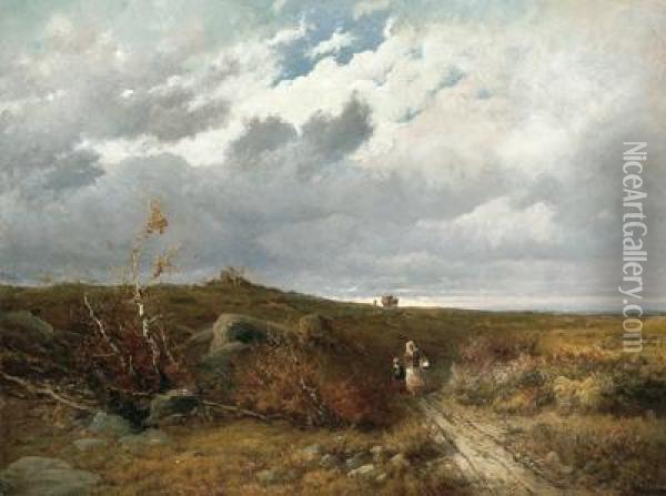 Gewitterstimmung Auf Der Landstrase Oil Painting - Hermann Eichfeld