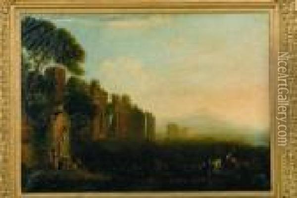 View Of The Claudian Aquaduct And Campagne Of Rome Oil Painting - George Loring Brown