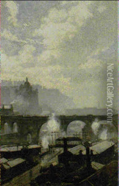 A View Of Edinburgh Oil Painting - Robert Noble