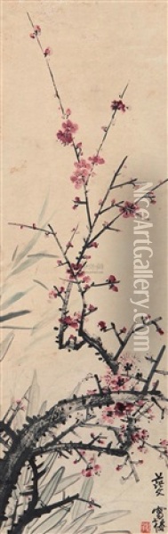 Plum Blossoms And Bamboo Oil Painting -  Yao Hua