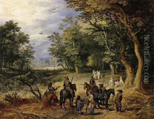 Guards in a Forest Clearing 1607 Oil Painting - Jan The Elder Brueghel
