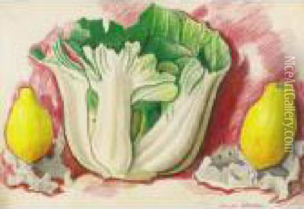 Lettuce And Lemons Oil Painting - Joseph Stella