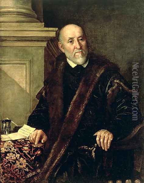Portrait of Tommaso Giunta (1494-1566), 1563 Oil Painting - Benedetto Caliari