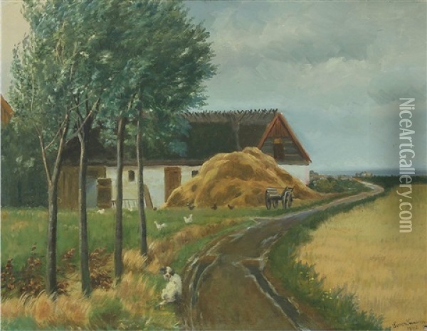 Farm Exterior Oil Painting - Simon Simonsen