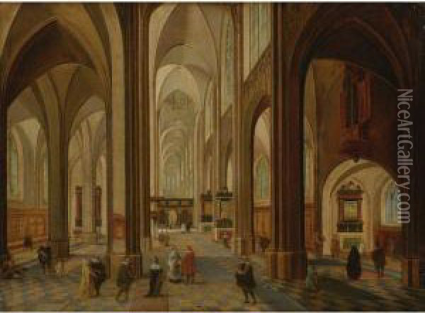 Interior Of A Church Oil Painting - Pieter Neefs The Elder, Frans The Younger Francken