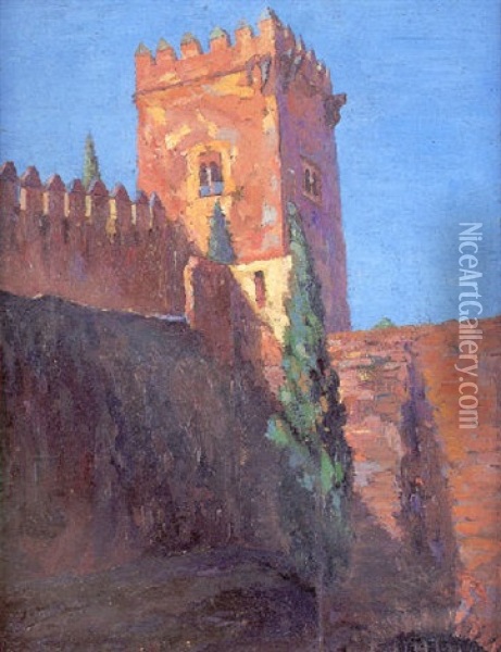La Torre Del Castillo Oil Painting - Eugenio Gomez Mir