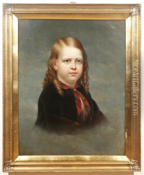 Portrait Of Young Boy, Claudius Monell Roome Oil Painting - Charles Hine