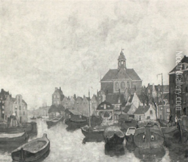 Amsterdam Harbor Scene Oil Painting - Charles Dankmeijer