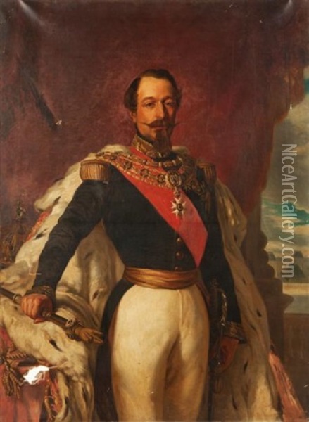Portrait De Napoleon Iii (after Franz Xaver Winterhalter) Oil Painting - Aristide Boulineau