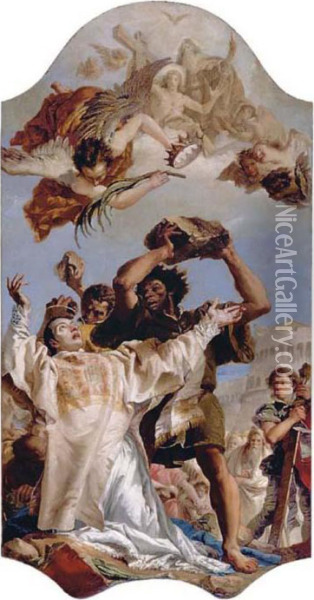The Stoning Of Saint Stephen Oil Painting - Giovanni Domenico Tiepolo