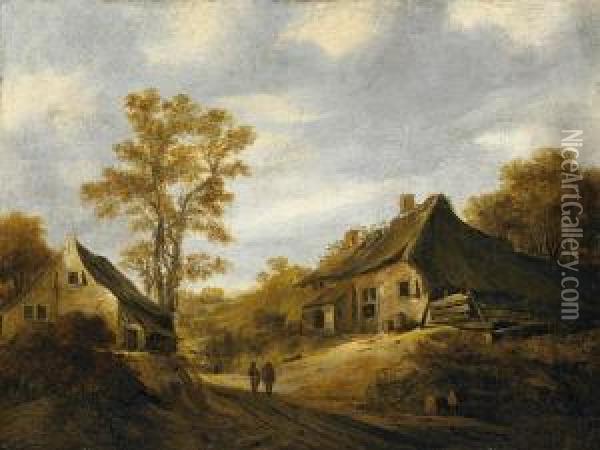 Landschaft Mit Bauernhausern Oil Painting - Cornelis van Zwieten