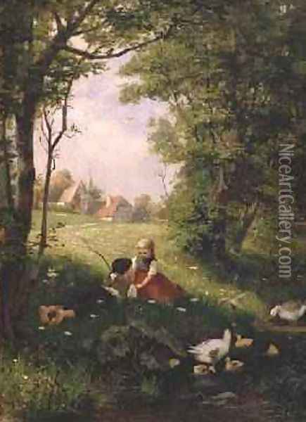 The First Flirtation Oil Painting - Adolf Lins