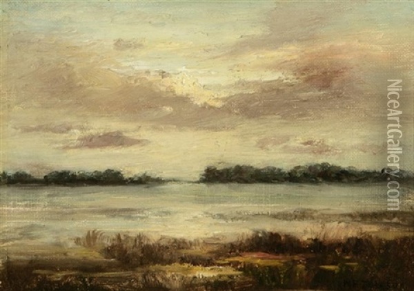 Atmospheric Marsh Oil Painting - William Franklin Jackson