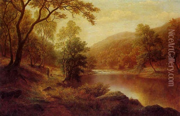 On The Dee, North Wales Oil Painting - William Mellor