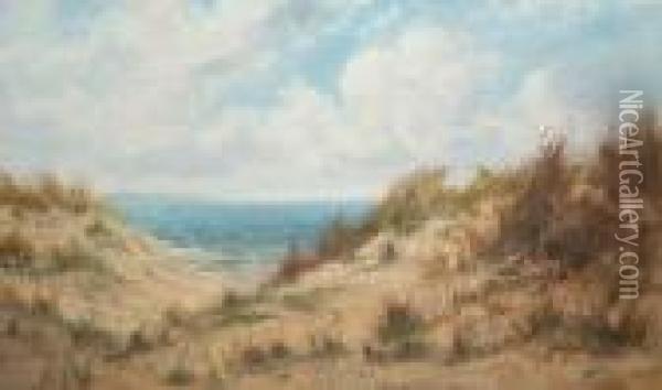 Scottish Coastal View With Sand Dunes Oil Painting - Daniel Sherrin