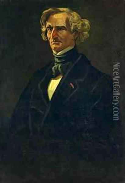 Portrait of Hector Berlioz 1803-69 formerly attributed to Honore Daumier 1808-79 Oil Painting - Andre Gill