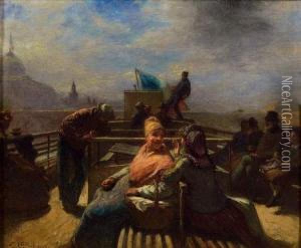 Vapeur Sur La Seine Oil Painting - Edmond Eugene Valton