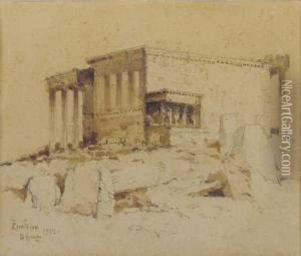 Ruins Of A Greek Temple Oil Painting - Aleksei Vasilievich Hanzen
