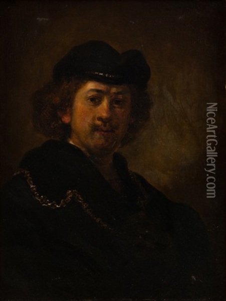 Portrait Of Rembrandt Oil Painting - Dora Wahlroos