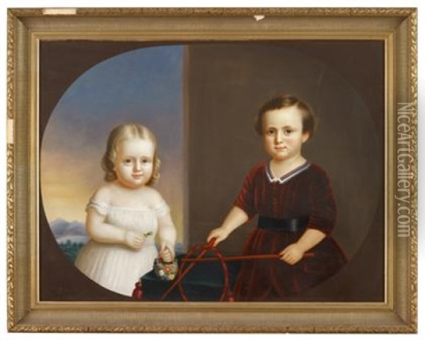 Double Portrait Of A Brother And His Sister Oil Painting - Nelson Cook