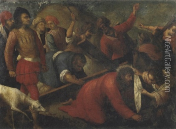 Andata Di Cristo Al Calvario Oil Painting - Francesco Beccaruzzi