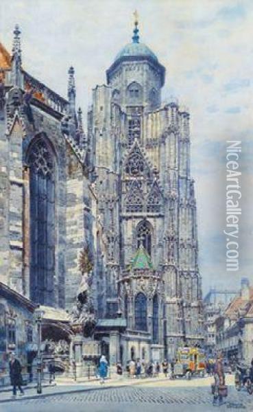 Der Nordturm Von St. Stephan Oil Painting - Franz Poledne